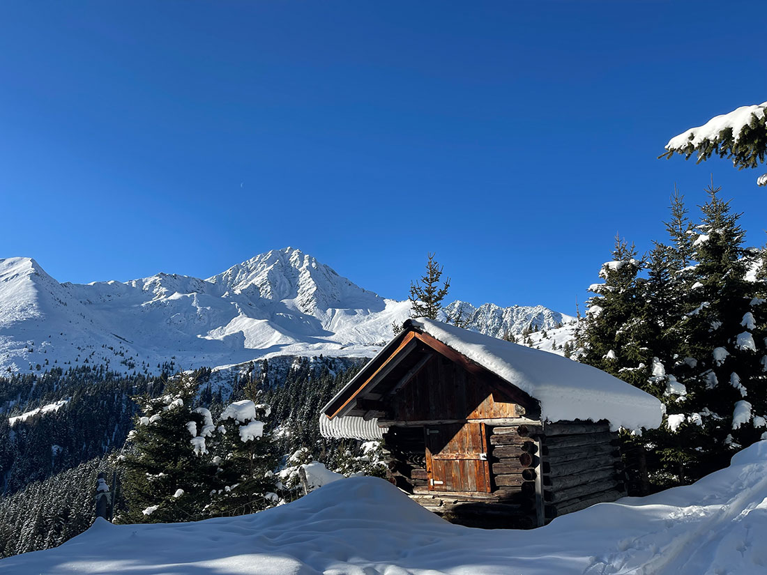 Nette Almhütte schmücken die Tiroler Bergwelt